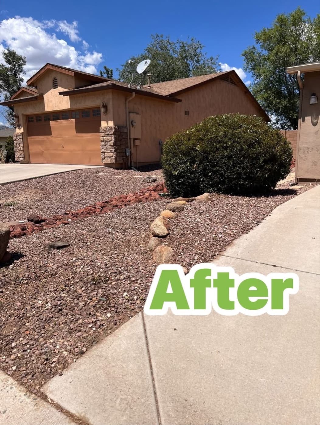 Foundation planting bed after property cleanup